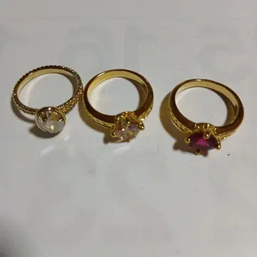 컬러 스톤 반지 3개 세트