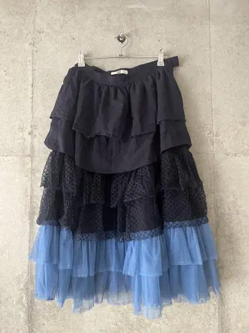 NON TOKYO 프릴 레이어드 스커트 네이비