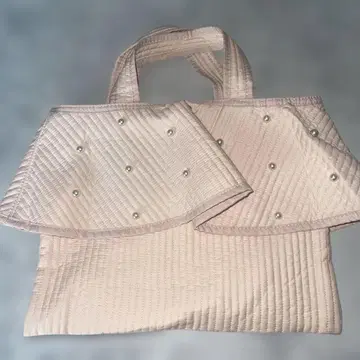 고베 레터스 프릴 펄 누비백 서브 백 토트백