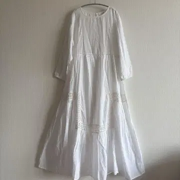 화이트 인도 면 롱 원피스