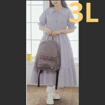 깅엄 체크 무늬 원피스 퍼플 시마무라 아오키 미사코 롱 원피스