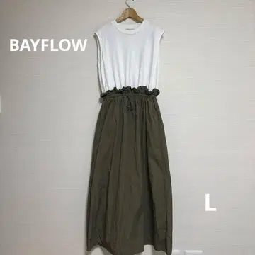 BAYFLOW 슬리브리스 원피스 화이트/올리브