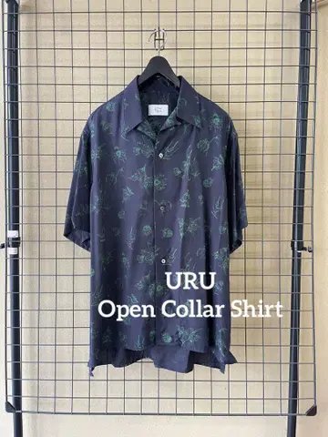 미착용 URU 우루 RAYON 레이온 올 패턴 오픈 카라 셔츠