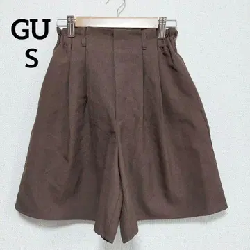 지유 플레어 숏 팬츠 (S) 브라운 턱 깔끔한 하프 팬츠