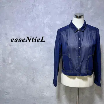 esseNtieL 히로코코시노 데님 자켓 시스루 블루 L 3898