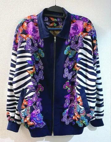 구제 의류 나비 제브라 꽃 올 패턴 블루종 L~XL 상당