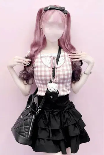이모짱 미셸 마카롱 하니뮤 티어드 프릴 스커트