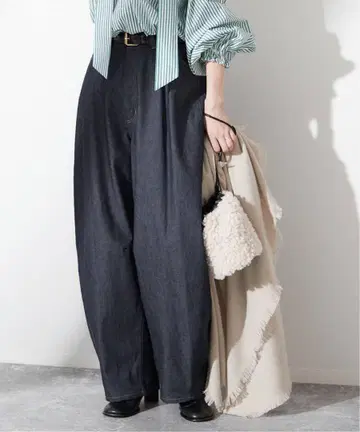 JOURNAL STANDARD L'ESSAGE 데님 커브 팬츠 네이비
