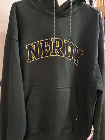 NERDY 후드 부착 후드티 S 사이즈 다크 그린