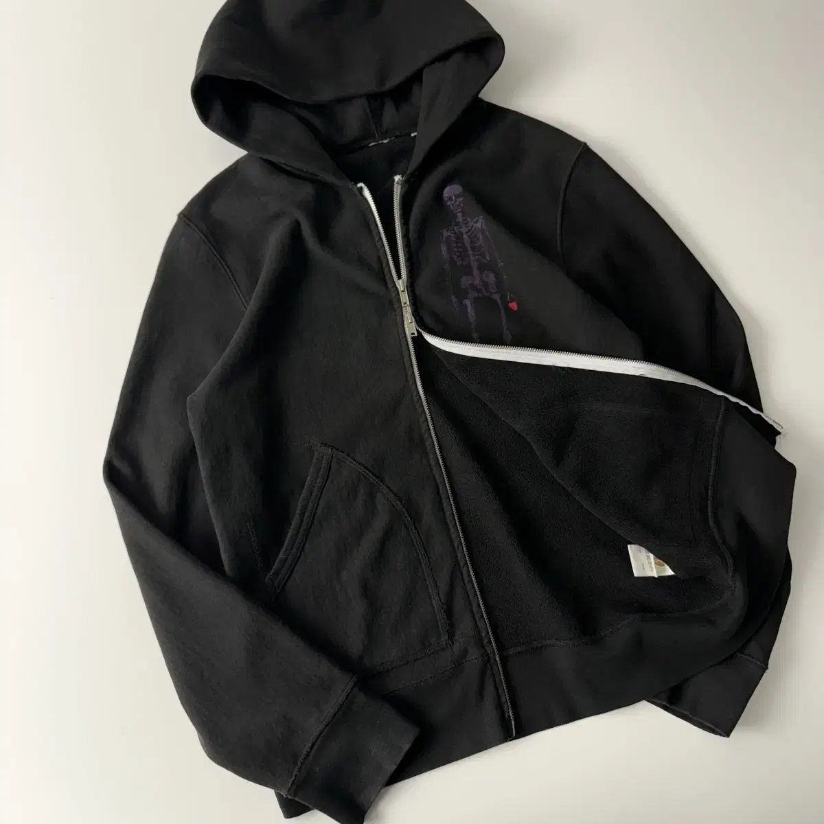 Avirex Skeleton Print Heavy Sweat Hooded Zip-Up