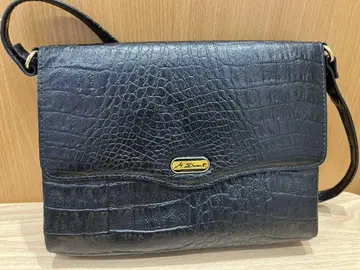 크로커다일 스타일의 블랙 숄더백