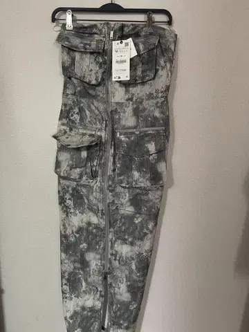 ZARA 자라 그레이 타이다이 패턴 슬리브리스 롱 원피스 M