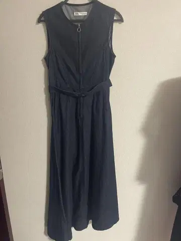 ZARA 데님 슬리브리스 롱 원피스 다크 블루