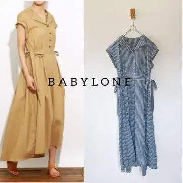 새상품급 BABYLONE 바빌론 사이드 리본 원피스 스트라이프