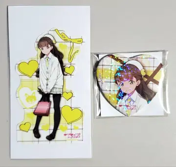 러브 라이브 발렌타인 하트 캔뱃지 레어 홀로 스티커 키나코