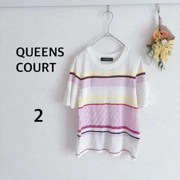 퀸즈 코트 QUEENS COURT 반팔 니트 시스루 니트 2
