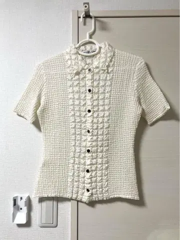 PEPLUM 요시키히시누마 플리츠 셔츠 블라우스 화이트 개더 반팔