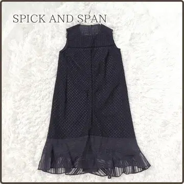 SPICK AND SPAN 티어드 원피스 시스루 자수 블랙