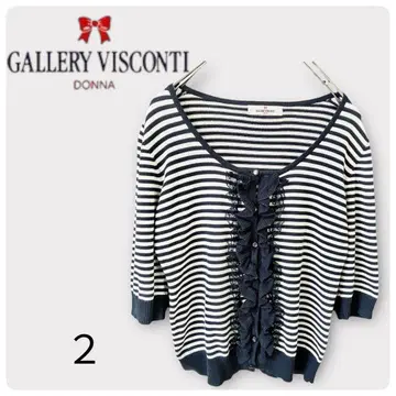 GALLERY VISCONTI 비스콘티 5부 소매 가디건 프릴 비쥬