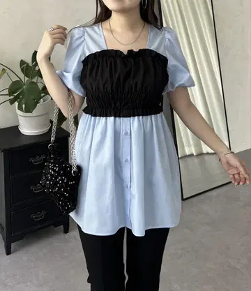 개더 뷔스티에 도킹 블라우스