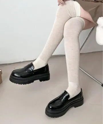 통굽 블랙 로퍼 신발 여성 신발 한국
