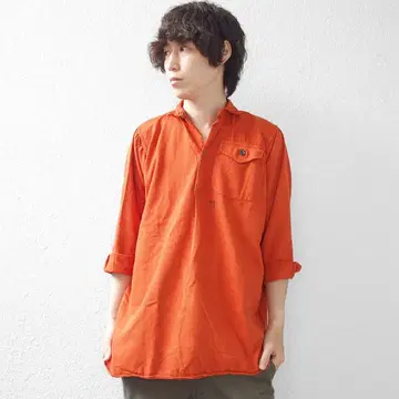 스웨덴 군 M-39 그랑파 셔츠 ORANGE 염색 풀오버 셔츠