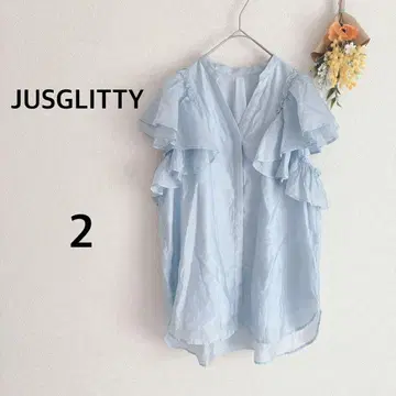 저스길리티 JUSGLITTY 티셔츠 셔츠 프릴 소매 블루 2