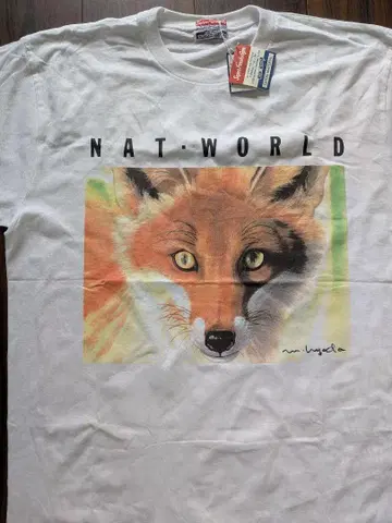 90s 빈티지 NAT WORLD FOX 아트 티셔츠 L