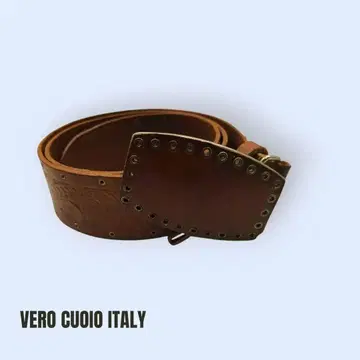 이탈리아제 Vero Cuoio Italy 천연 가죽 소박한 웨스턴 벨트