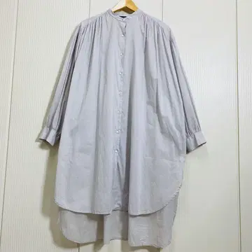 mizuiro ind 넉넉한 밴드 카라 개더 셔츠 원피스