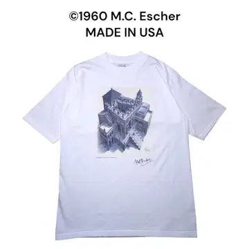 새상품급 USA제 90S M.C. 에셔 아트 빅 프린트 티셔츠