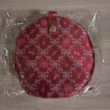 JILLSTUART 빨간색 꽃무늬 체리 패턴 원형 파우치