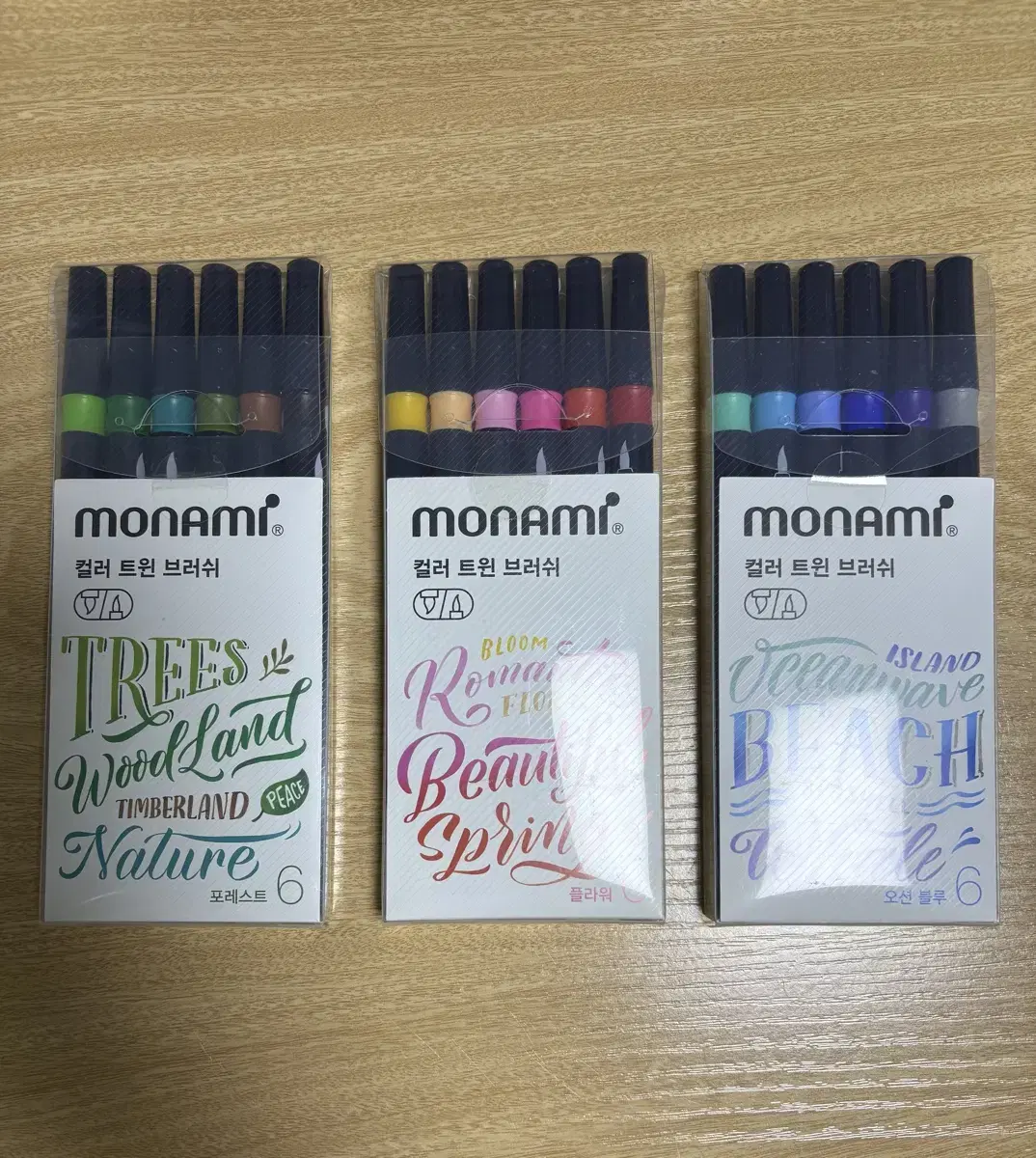 <Monami Color Twin Brush 6 Colors> Calligraphy Color Brush Pen Art Supplies
