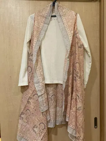3가지로 사용할 수 있는 인도 면화 꽃무늬 스톨 핑크