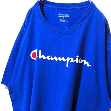 챔피온 Champion 로고 티셔츠 블루 파랑 XL 구제 의류