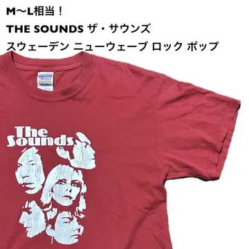 M~L 상당! THE SOUNDS 구제 의류 반팔 티셔츠 빨간색 밴딩