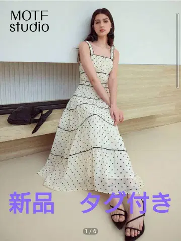 SHEIN MOTF STUDIO 엘레강트한 대비 도트 무늬 롱 드레스