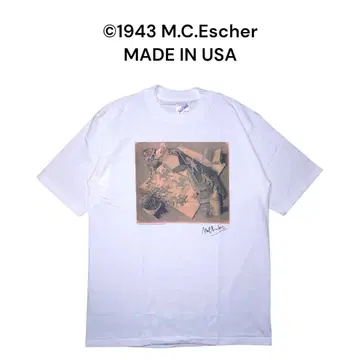 M.C. 에셔 아트 빅 프린트 티셔츠 USA제 새상품급 파충류