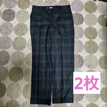 그린과 네이비 체크 슬랙스 2장