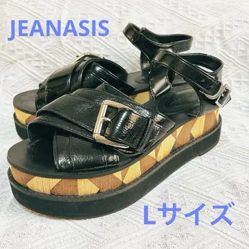 JEANASIS 통굽 샌들 L 사이즈 기하학 블랙
