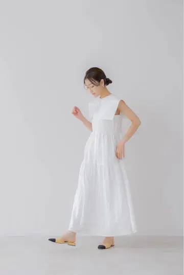 regleam 카라 부착 티어드 원피스