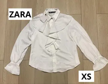 자라 새틴 프릴 셔츠 비쥬 버튼 블라우스 XS