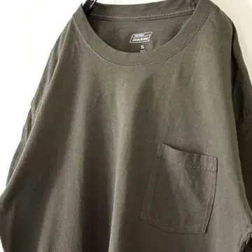 디키즈 로고 포켓 플레인 티셔츠 XL 카키 그린 구제 의류