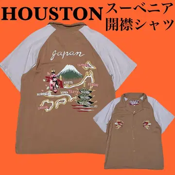 HOUSTON 수베니어 오픈 카라 셔츠 레이온 셔츠 오픈 카라 자수 M
