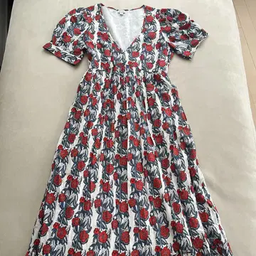 jcrew 꽃무늬 V넥 반팔 원피스 맥시 길이