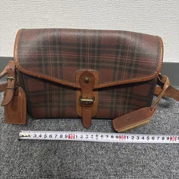 빈티지 폴로 랄프로렌 와인 레드 체크 무늬 숄더 백