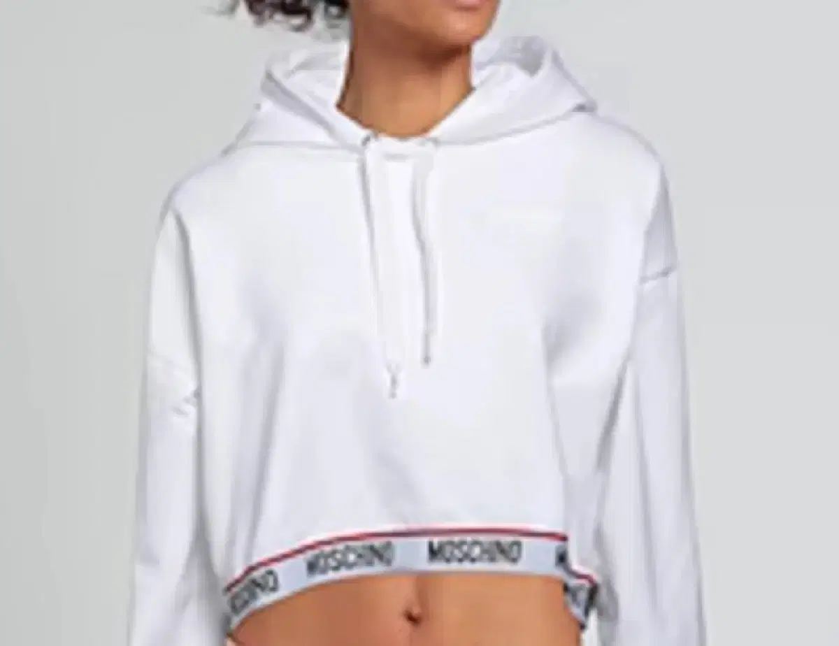 [New product] Authentic Moschino Cropped Hoodie Tape Logo White L