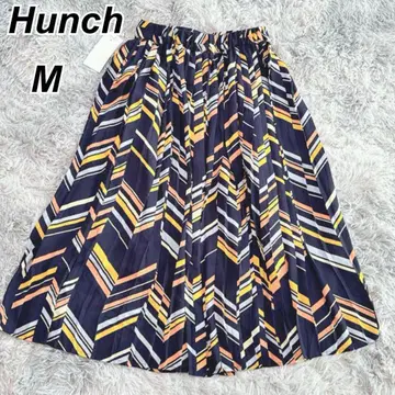 Hunch [M] 핸치 셰브론 쉬폰 플리츠 스커트 블랙
