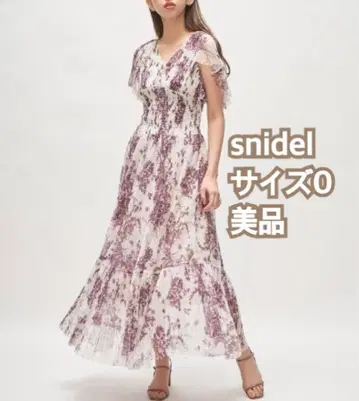SNIDEL Sustainable 프린트 케이프 튤 드레스 WINE 0