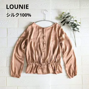 LOUNIE 실크 100% 개더 디자인 블라우스